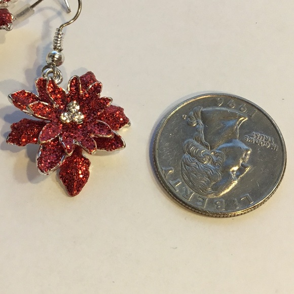 Christmas Poinsettia Jewelry Necklace & Earrings - Picture 12 of 16